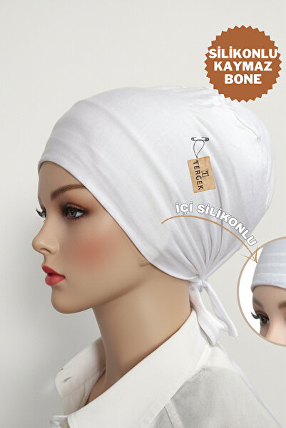 Tergek Șapcă anti-alunecare din silicon Lycra, albă, anti-alunecare, față D fără cusături Șapcă