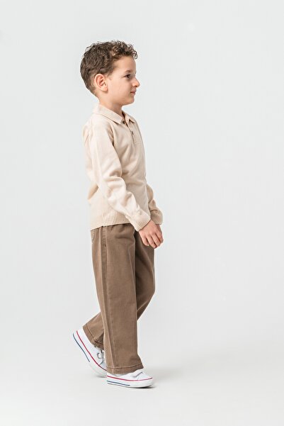 Harika KIDS Boy's Knitwear Polo Neck Sweater Gabardine Pants Top and Bottom Set