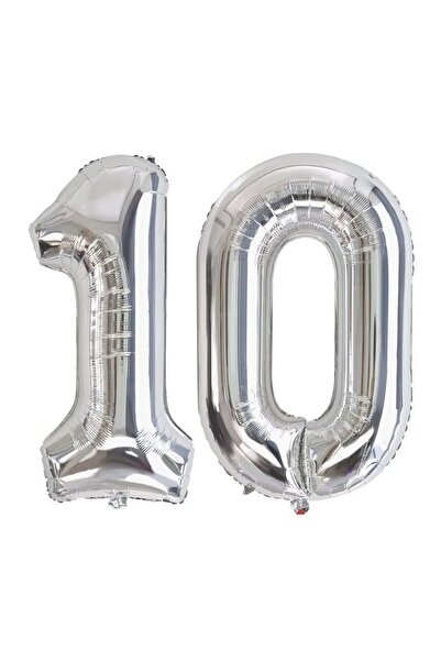 OEM Silver balloon with number 85 cm, for 10th birthday