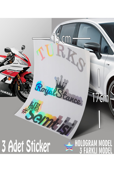 Automod Turks Royal Semt İşi Label - Hologram Sticker - 3-Piece Text Sticker Compatible with Auto Cars and Motorcycles