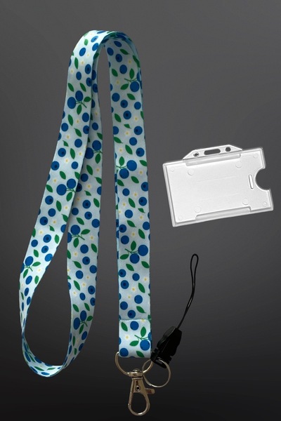 StormiStoretr Yaban Mersini Desenli Boyun İpi Kartlık Seti | Lanyard Yaka Kar...