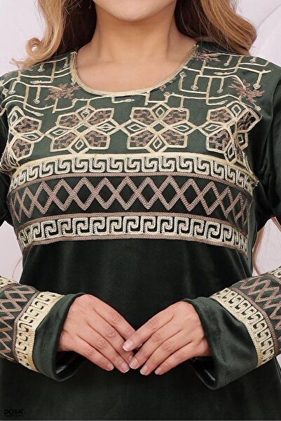 Lyaly aljlabyh جلابية المخمل الفاخر بتطريز صوفي شامل - مجموعة الألوان الملكية