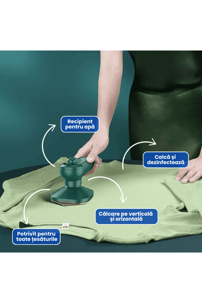 OferteTop Mini Handheld Steam Iron with Dry Mode Suitable for Travel and Quick Touch-ups