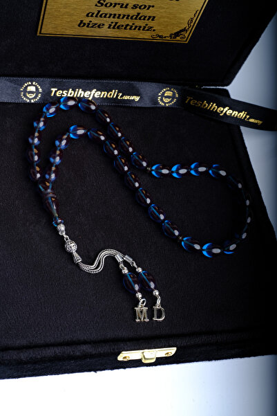 TESBİHEFENDİ Özel Seri Usta işi Kutulu Ve Gümüş Püskül Ateş Kehribar Tesbih