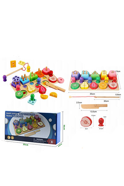 Other لعبة مونتيسوري التعليمية الخشبية في 1 - فرز الأشكال، وتقطيع الفاكهة، وا...