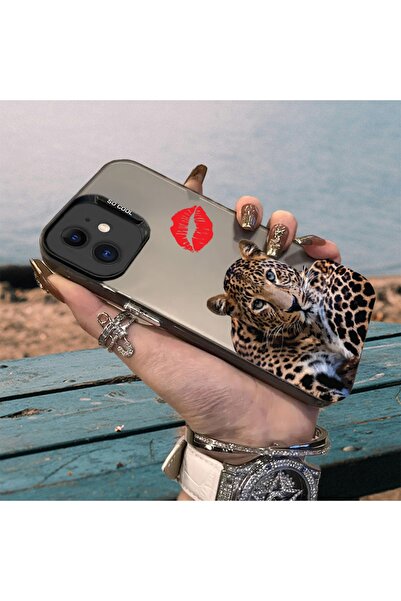 Caseji حافظة هاتف متوافقة مع آيفون 11 مطبوعة بنمط شفاه النمر ومقاومة للأوساخ