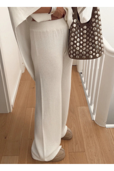 meday Clothing Women's Luxurious Textured Knitwear Trousers