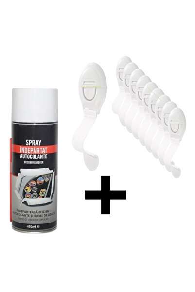 OEM 10 pcs incuietori din panza flexibila alba, prindere adeziv 3M, pentru usi, dulapuri+ Spray