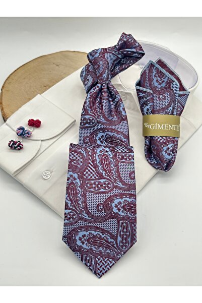 Gutiero ربطة عنق كلاسيكية منقوشة باللون الأزرق الأرجواني