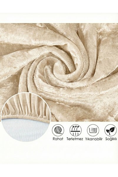 ELHAS Yıkanabilir,Likralı , Kadife Oval Sandalye Kılıfı ( 1 Adet )