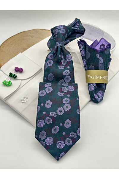 Gutiero ربطة عنق كلاسيكية منقوشة بالزهور الخضراء