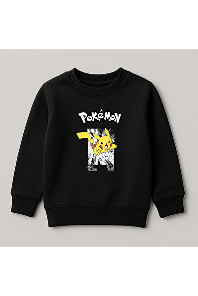 SVART WEAR سويت شيرت بياقة دائرية للأطفال من بيكاتشو مطبوع مصنوع من القطن بنس...