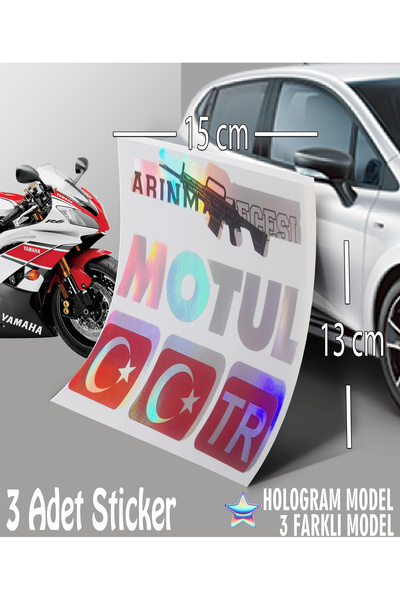 Automod Purification Night Tr Crescent and Star Sticker - Hologram Sticker - 3-Pack Lettering Sticker Compatible with Cars and Motorcycles