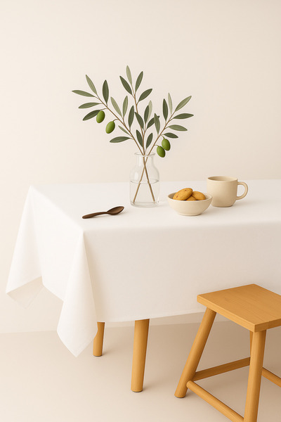 Mirilliahome Raw Linen White Tablecloth – Plain White Tablecloth