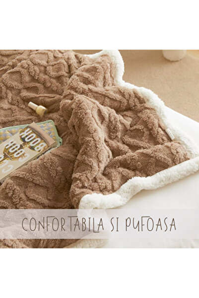 AriDam Cocolino Fluffy Blanket with Fur AriDam® 200x230 cm – Premium Microfiber, Brown, 2 Persons