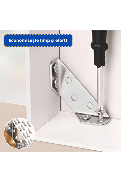 OferteTop Set of 10 Steel Angles with 70 Screws Included for Quick Fixings