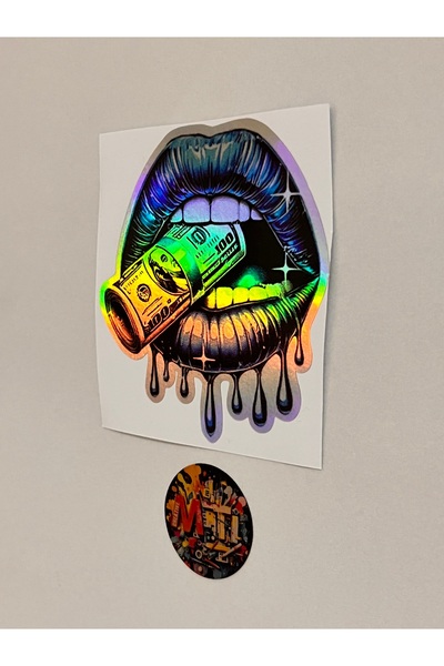 sticker For Biting Blue Lip 10X9Cm Foil Sticker Car Motorcycle Helmet Laptop Windshield Sticker