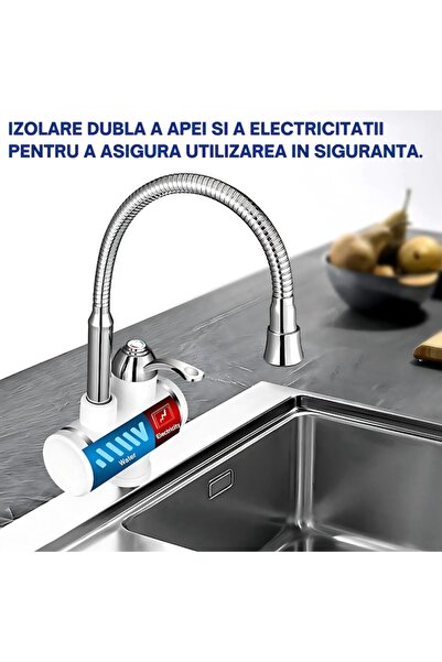 AriDam Robinet Electric AriDam® cu Pipa Flexibila Afisaj Digital LCD, Putere 3000W, Rotatie 360°