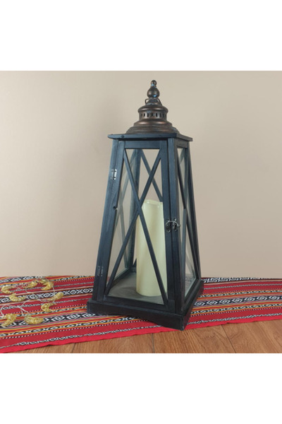 بيت الجملة (House of Wholesale) Large Brown Wooden Pyramid Lantern (Ramadan Lantern)
