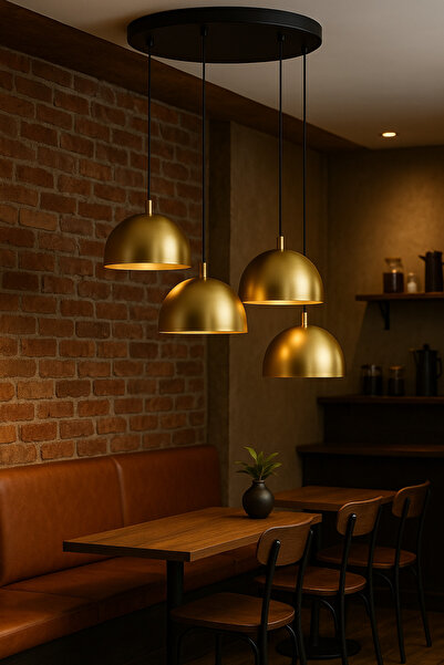 Ağış Elektrik Modern 4’lü Gold Sarkıt Avize – Siyah Tavan Tabanlı Metal Mutfa...