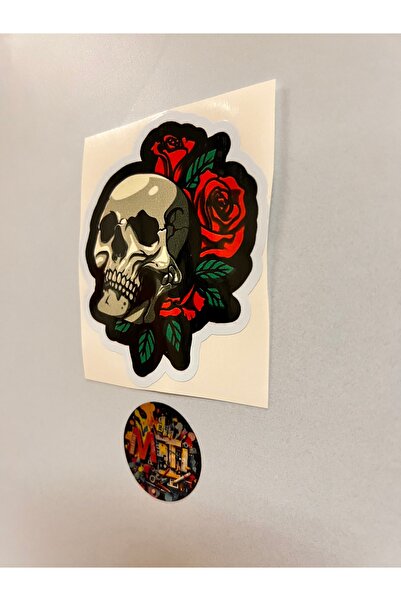 sticker ملصق زجاجي على شكل جمجمة وردية مقاس 10×9 سم للسيارات والدراجات الناري...