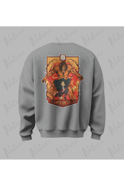 Nulivez Anime Attack on Titan Design Back Printed High Quality Unisex Oversized O Neck Sweatshirt