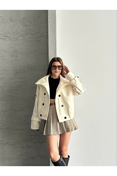 solena sln Women's Premium Mock Neck Cashmere Short Jacket