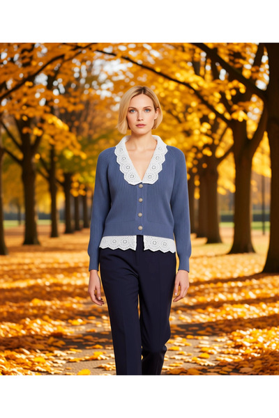 BENERLY Cardigan tricotat cu decolteu în V și garnitură pentru femei, o alege...