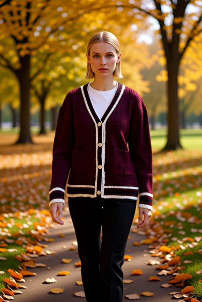 BENERLY سترة نسائية واسعة بياقة على شكل حرف V وأكمام منخفضة ألوان متباينة تجم...