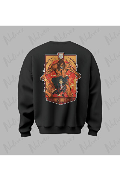 Nulivez Anime Attack on Titan Design Back Printed High Quality Unisex Oversized O Neck Sweatshirt