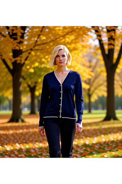 BENERLY Γυναικεία ζακέτα με λαιμόκοψη V και λεπτομέρεια με κουμπιά, ριγέ, μακ...