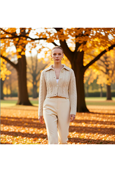 BENERLY كارديجان نسائي بأزرار وتفاصيل محبوكة وياقة بولو وقصة قصيرة وأكمام طوي...