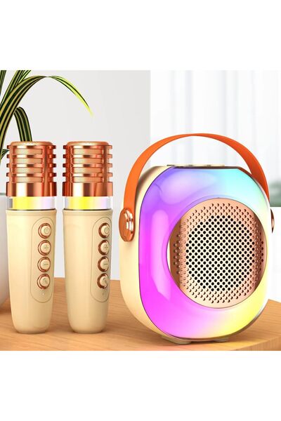 Generic Mini Portable Bluetooth Karaoke Speaker With 2 Wireless Microphone And Lights - A5