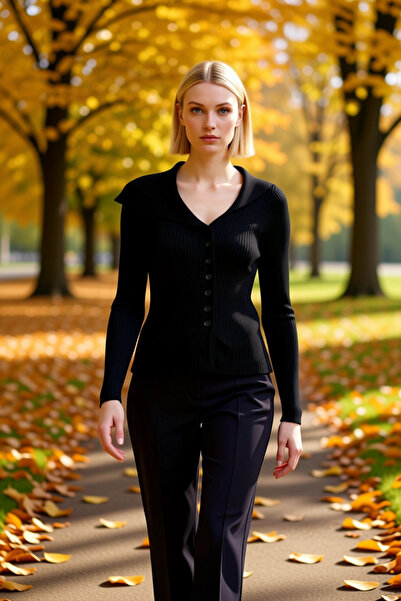 BENERLY Women's Corded Fabric Knitwear Cardigan Body-Hugging Cut Stylish Merc...