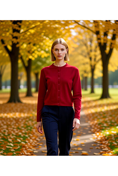 BENERLY Women's Crew Neck Solid Color Knitwear Cardigan a Significant Piece P...