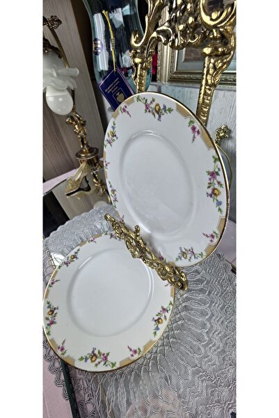 LIMOGES Porcelain Double Green Stamped Cake Plate 21 cm Size