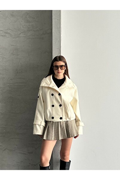 solena sln Women's Premium Mock Neck Cashmere Short Jacket