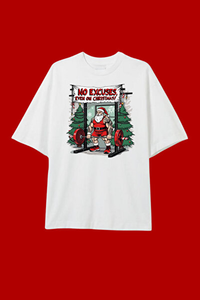 Dupe Design Santa Claus New Year Gym Printed Oversized T-Shirt