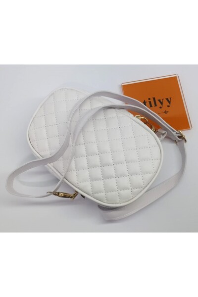 stilyy White Quilted Patterned Strap Mini Shoulder Bag