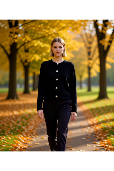 BENERLY Women's Basic Jacket Look Corded Fabric Knitwear Cardigan Cropped Cut...