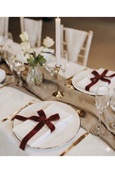 alhifa New Year's Table Velvet Bow Napkin Holder Set of 6 (Napkins Not Included)