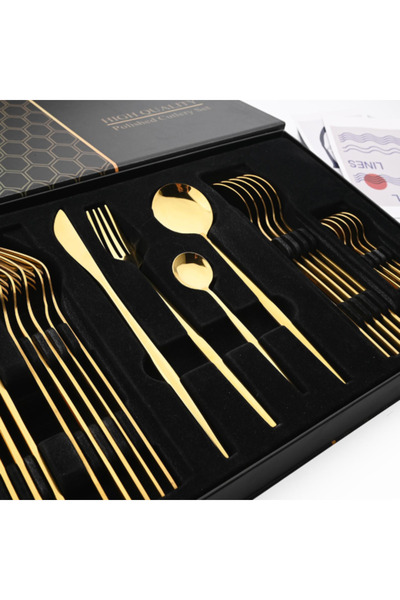 OEM Portuguese-style Cutlery Set, 24 Pieces, Gold