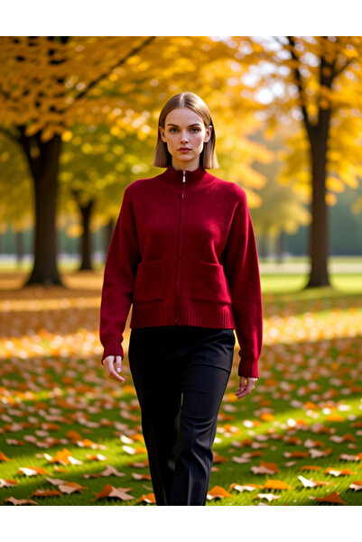 BENERLY سترة نسائية ناعمة الملمس مزودة بـ ياقة مرتفعة متوسطة الطول سحابات وأك...