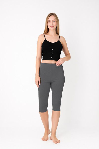 Altınay Women's Gray Capri Leggings (3 Pieces) – 90% Cotton