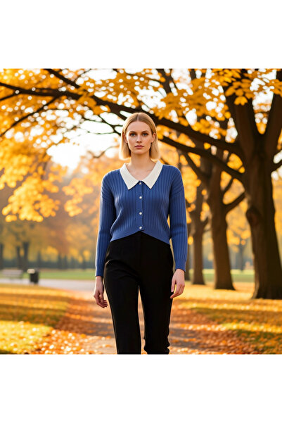 BENERLY Women's Stylish Corded Fabric Woven Shirt Collar Detailed Buttoned Lo...