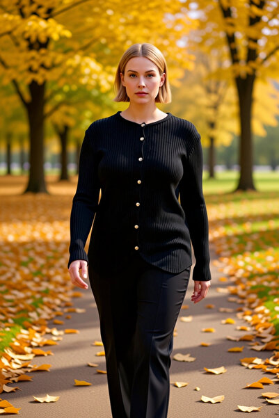 BENERLY Tricotaj cu decolteu rotund pentru femei, cardigan cu nasturi, design...