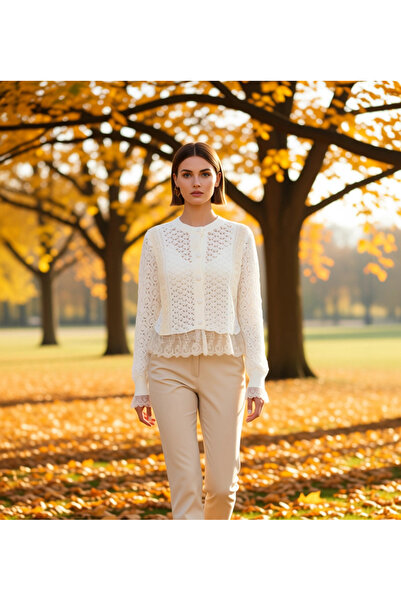 BENERLY سترة نسائية قصيرة حياكة دانتيل منسوجة من الدانتيل بقطع قماش مخيطة معا...