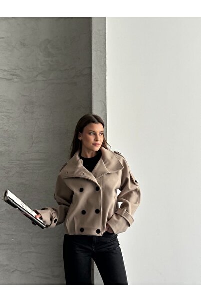 solena sln Women's Premium Mock Neck Cashmere Short Jacket