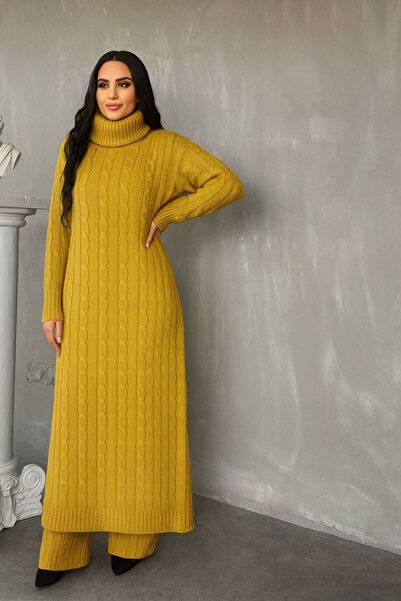 MAY MARA Women's Hair Knitting Detail Long Tunic 2 Pack Pants Suit