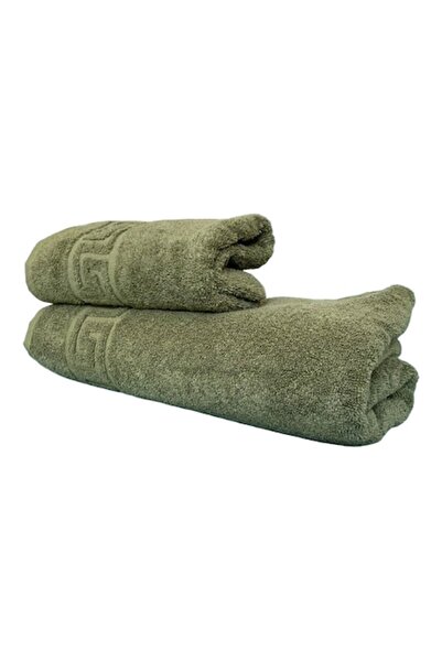OEM Set of 2 Premium Cotton Bath Towels, 50x90 cm & 70x140 cm, Khaki